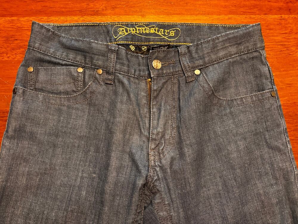 32 Alpinestars Mens Jeans Faded Black Stretch Denim Straight Leg 32 Inseam